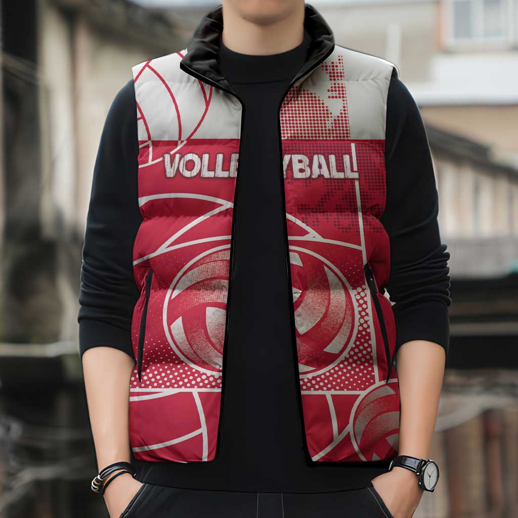 Custom Poland Volleyball Sleeveless Puffer Jacket Halftone Dot Style