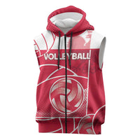 Custom Poland Volleyball Sleeveless Zip Hoodie Halftone Dot Style