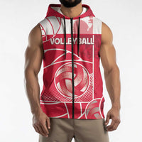 Custom Poland Volleyball Sleeveless Zip Hoodie Halftone Dot Style