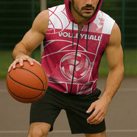 Custom Poland Volleyball Sleeveless Zip Hoodie Halftone Dot Style