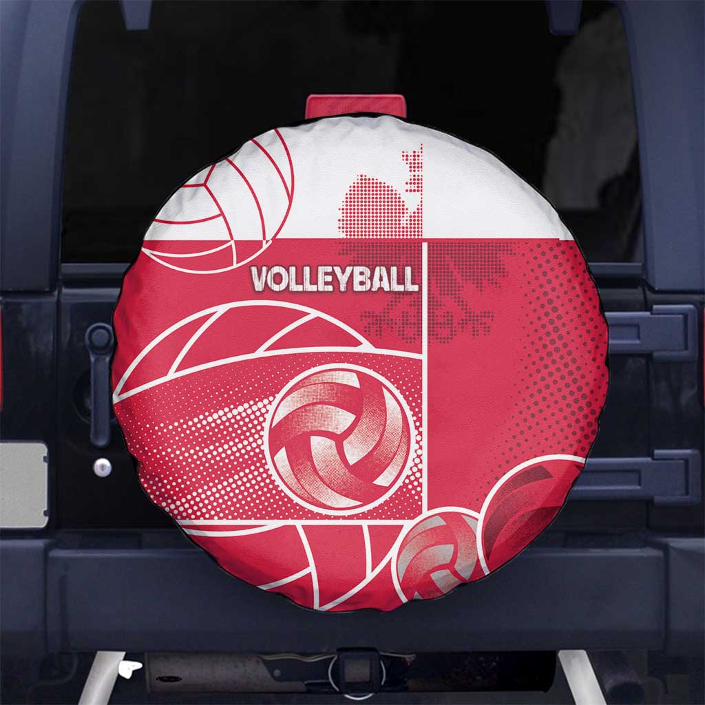 Poland Volleyball Spare Tire Cover Halftone Dot Style