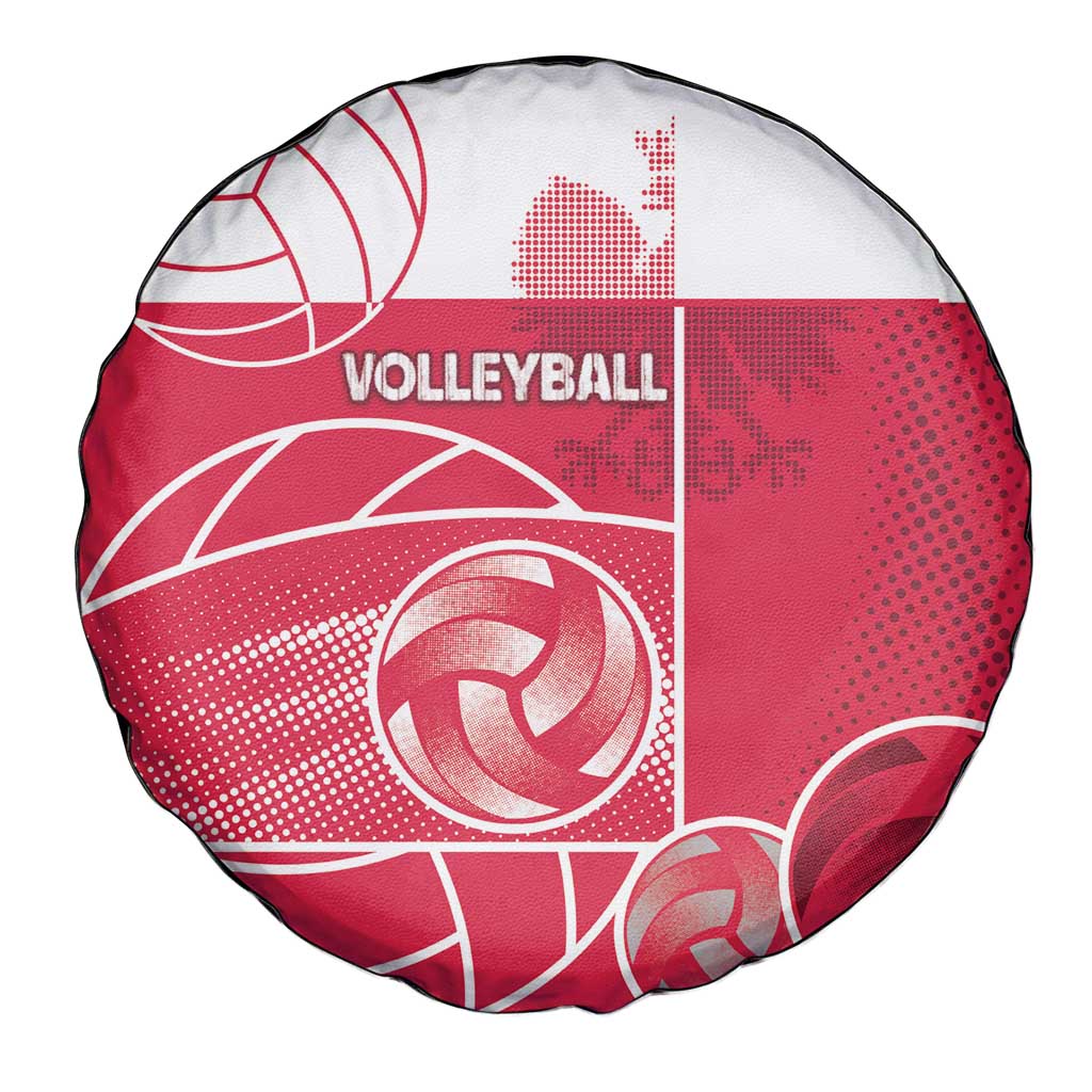 Poland Volleyball Spare Tire Cover Halftone Dot Style