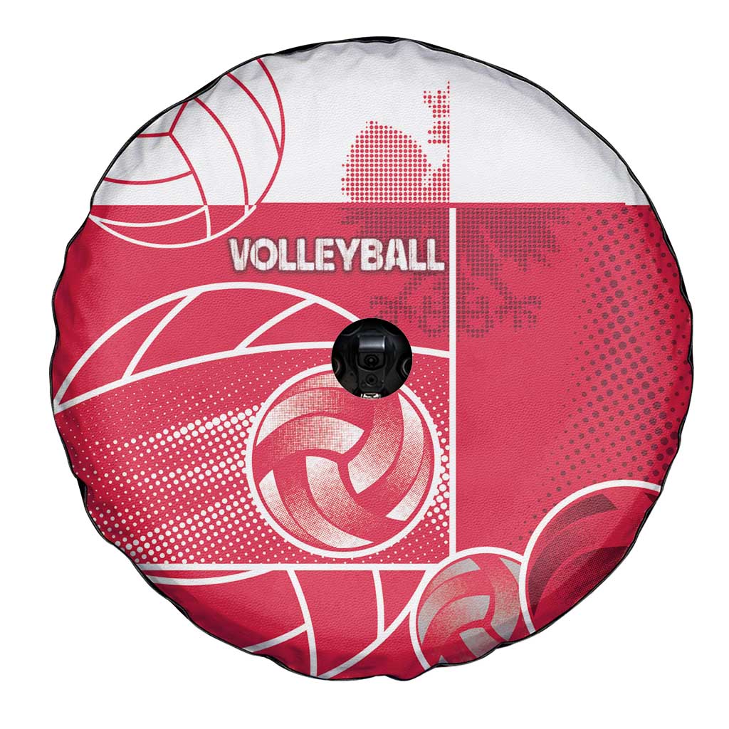 Poland Volleyball Spare Tire Cover Halftone Dot Style