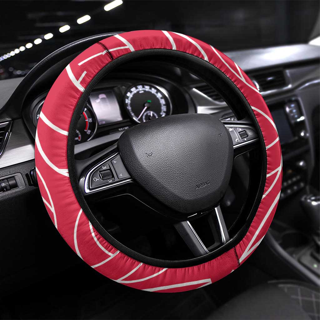 Poland Volleyball Steering Wheel Cover Halftone Dot Style