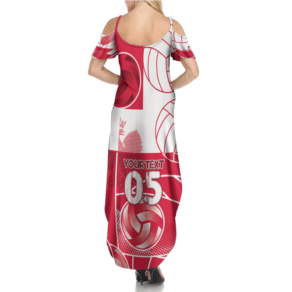 Custom Poland Volleyball Summer Maxi Dress Halftone Dot Style