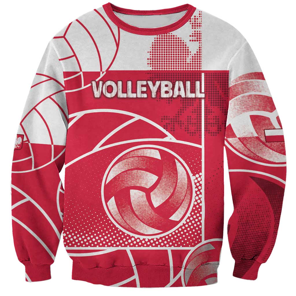 Custom Poland Volleyball Sweatshirt Halftone Dot Style