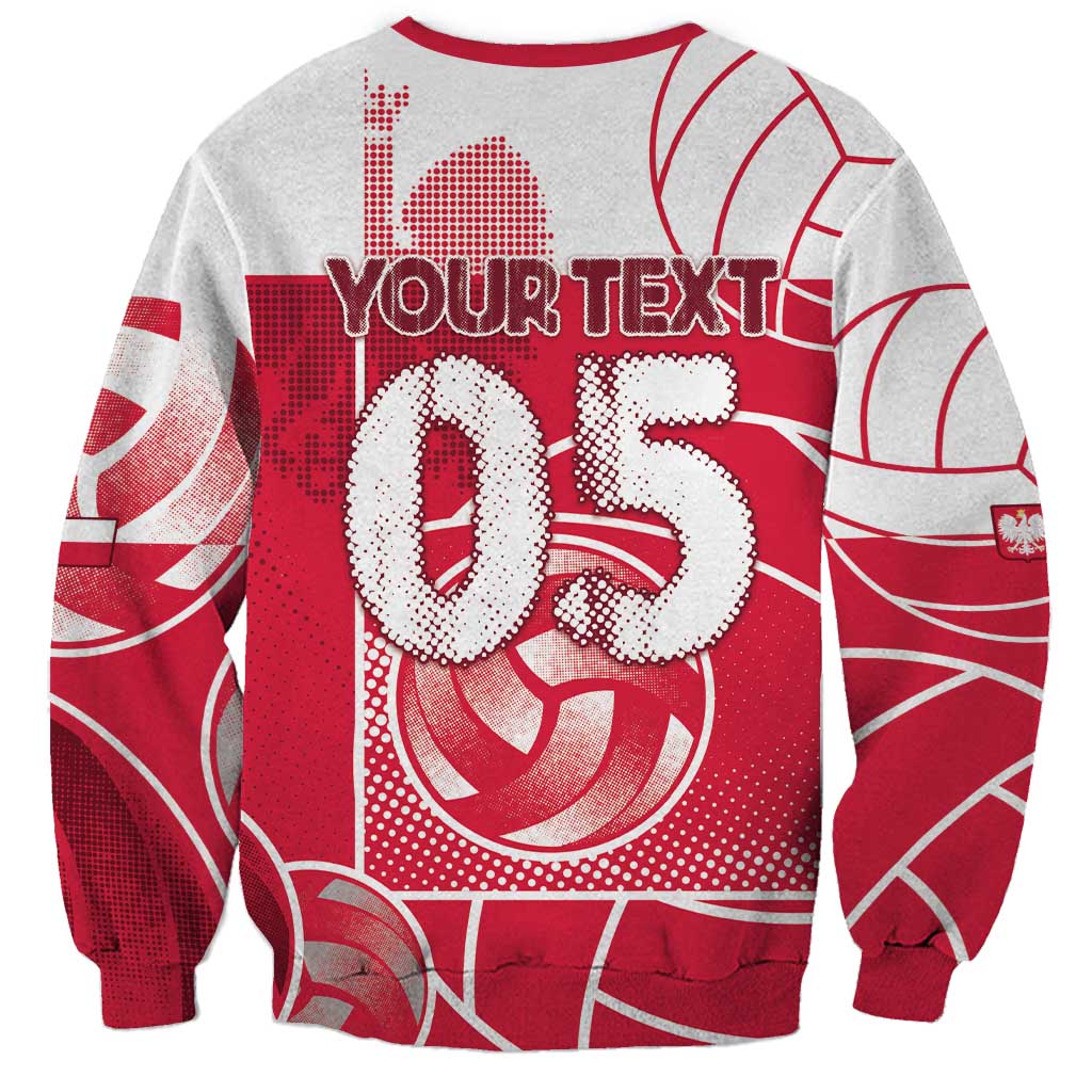 Custom Poland Volleyball Sweatshirt Halftone Dot Style