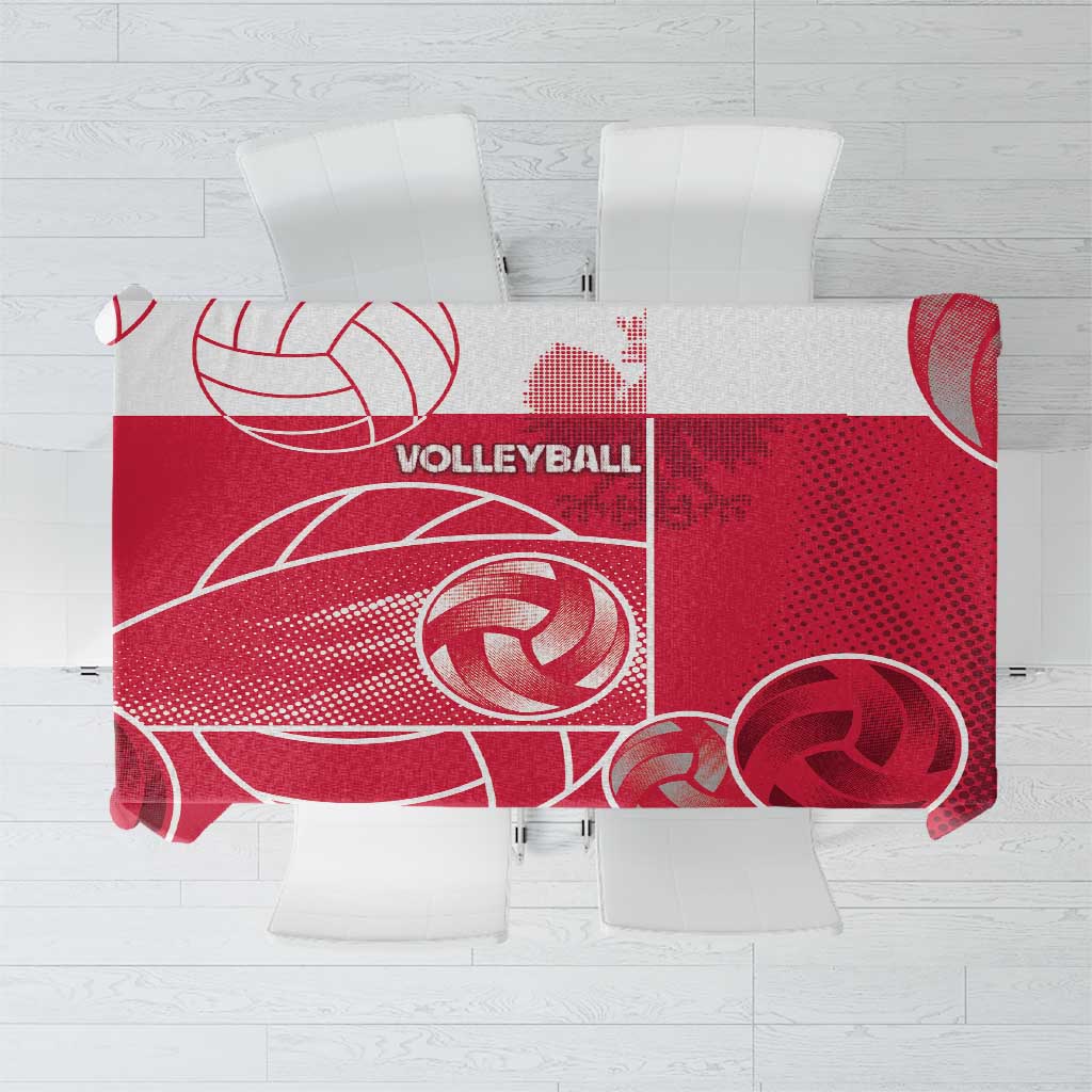 Poland Volleyball Tablecloth Halftone Dot Style