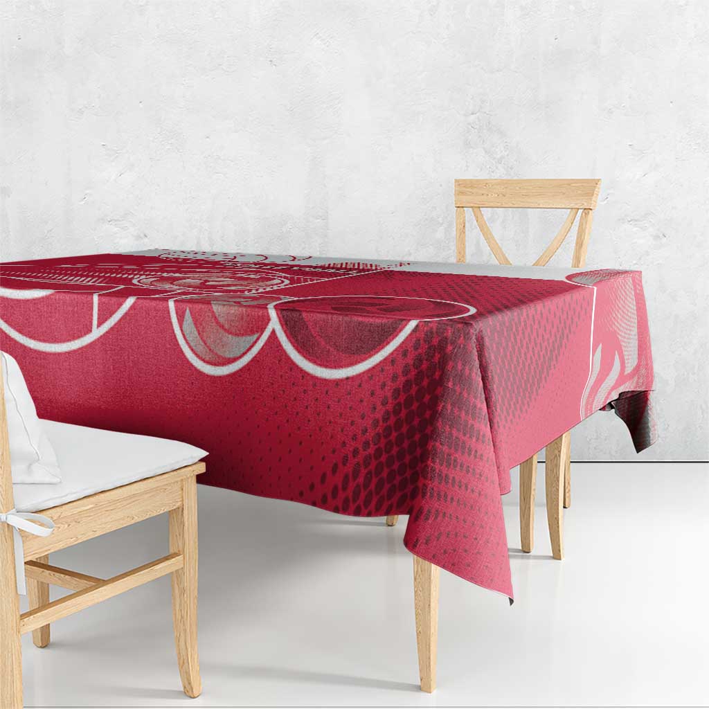 Poland Volleyball Tablecloth Halftone Dot Style