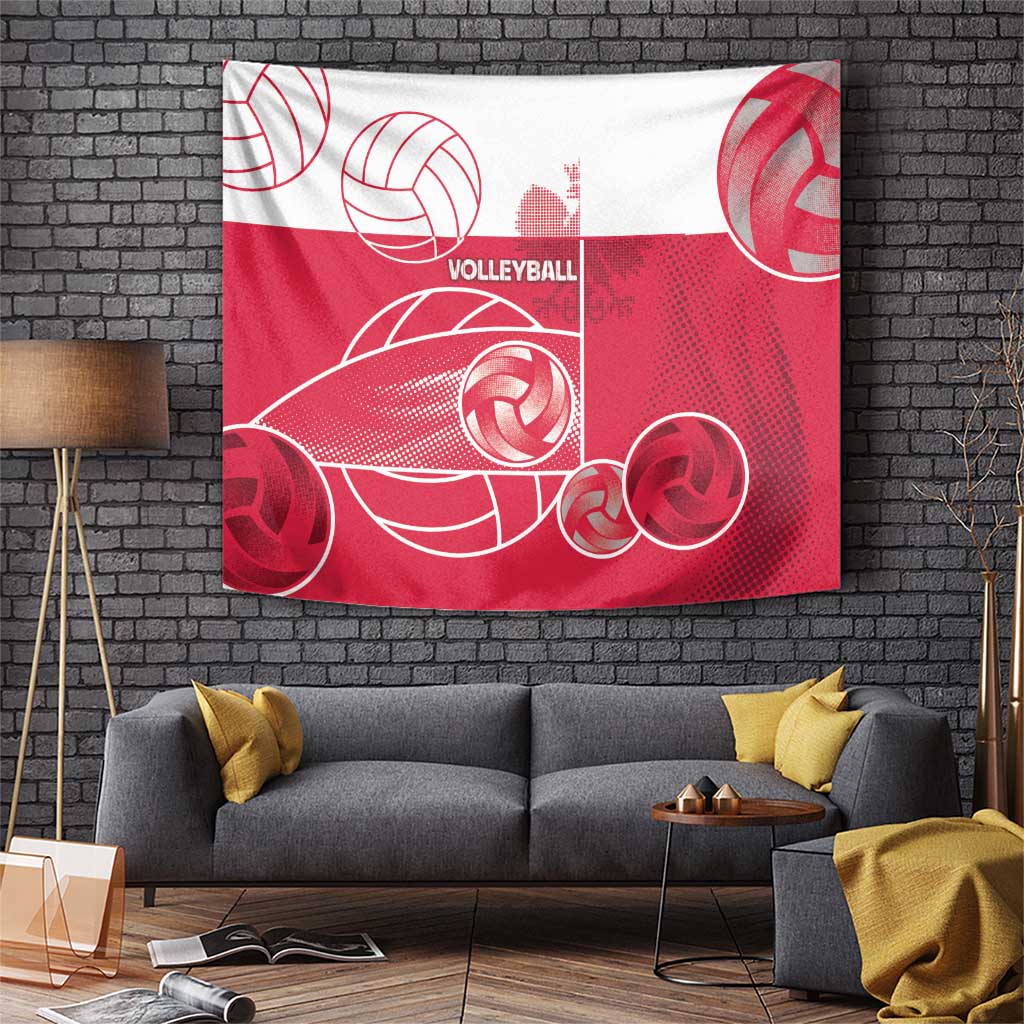 Poland Volleyball Tapestry Halftone Dot Style