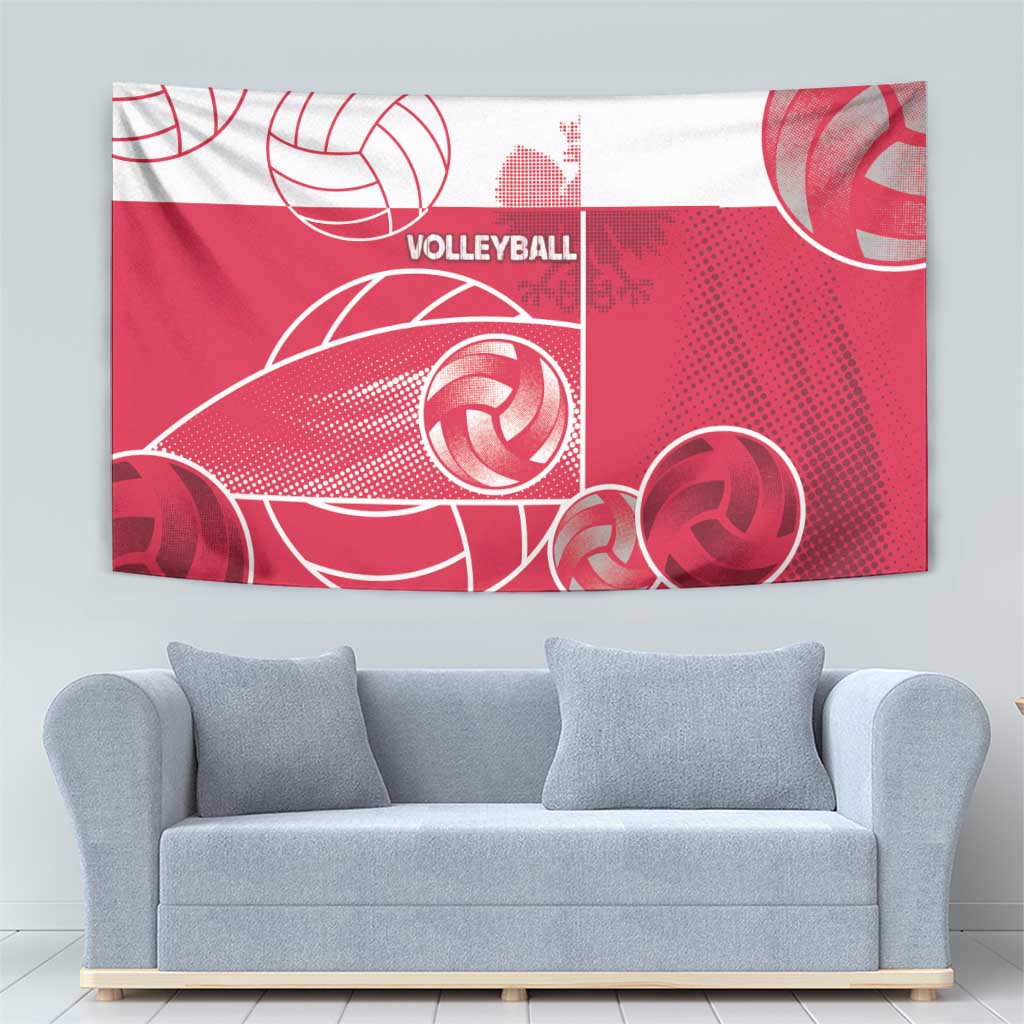 Poland Volleyball Tapestry Halftone Dot Style