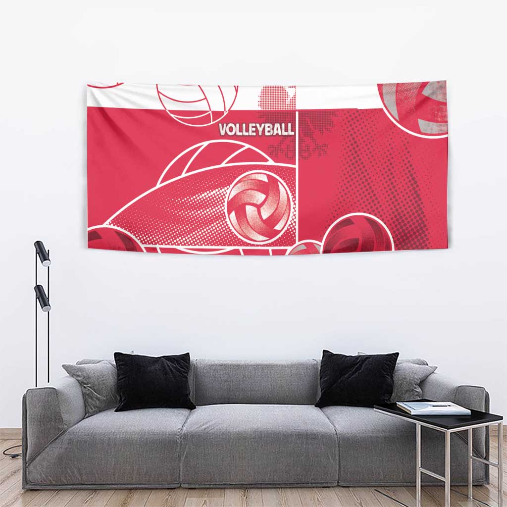 Poland Volleyball Tapestry Halftone Dot Style