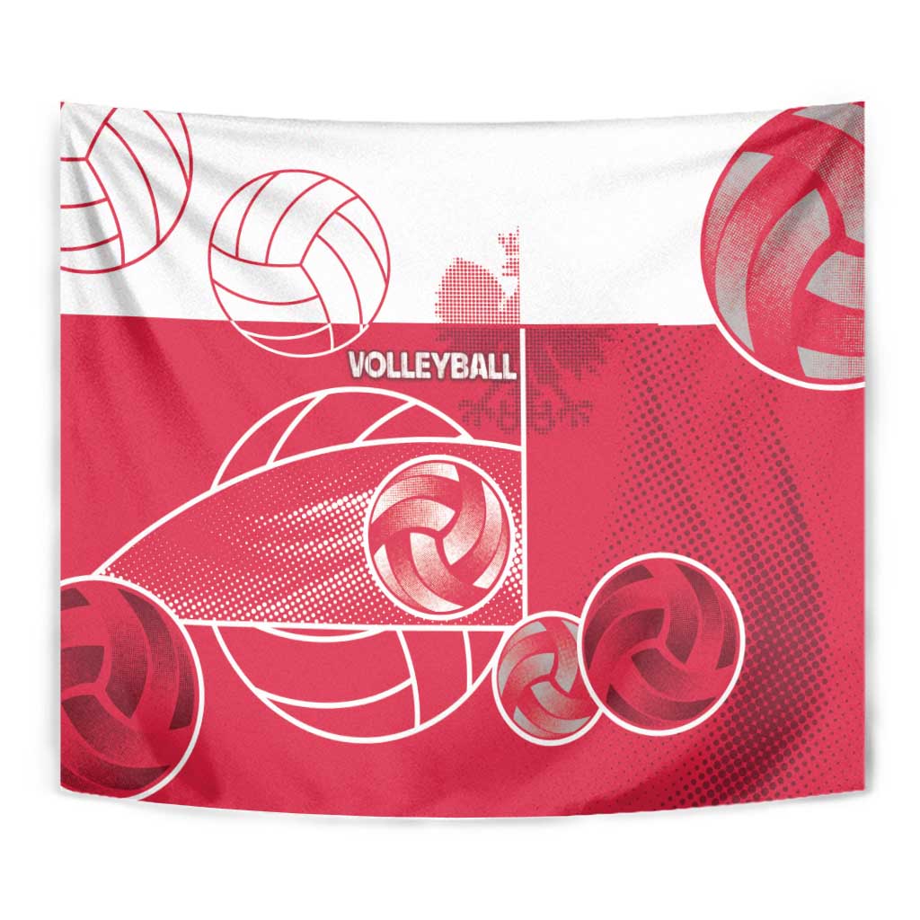 Poland Volleyball Tapestry Halftone Dot Style