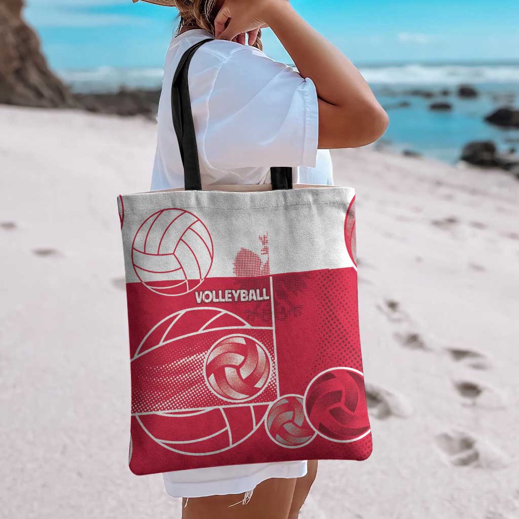 Poland Volleyball Tote Bag Halftone Dot Style