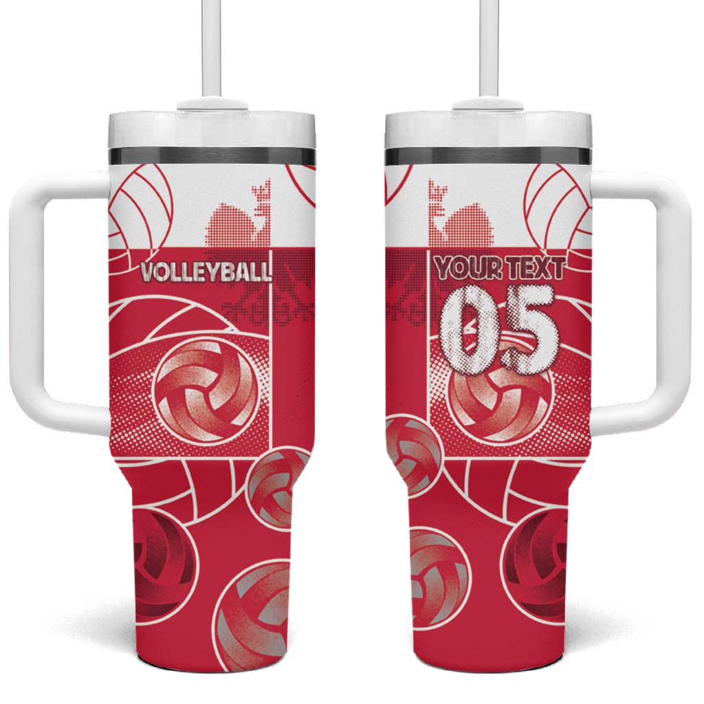 Custom Poland Volleyball Tumbler With Handle Halftone Dot Style