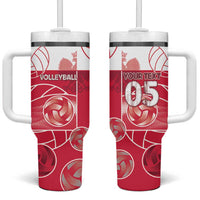 Custom Poland Volleyball Tumbler With Handle Halftone Dot Style