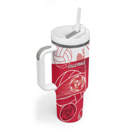 Custom Poland Volleyball Tumbler With Handle Halftone Dot Style