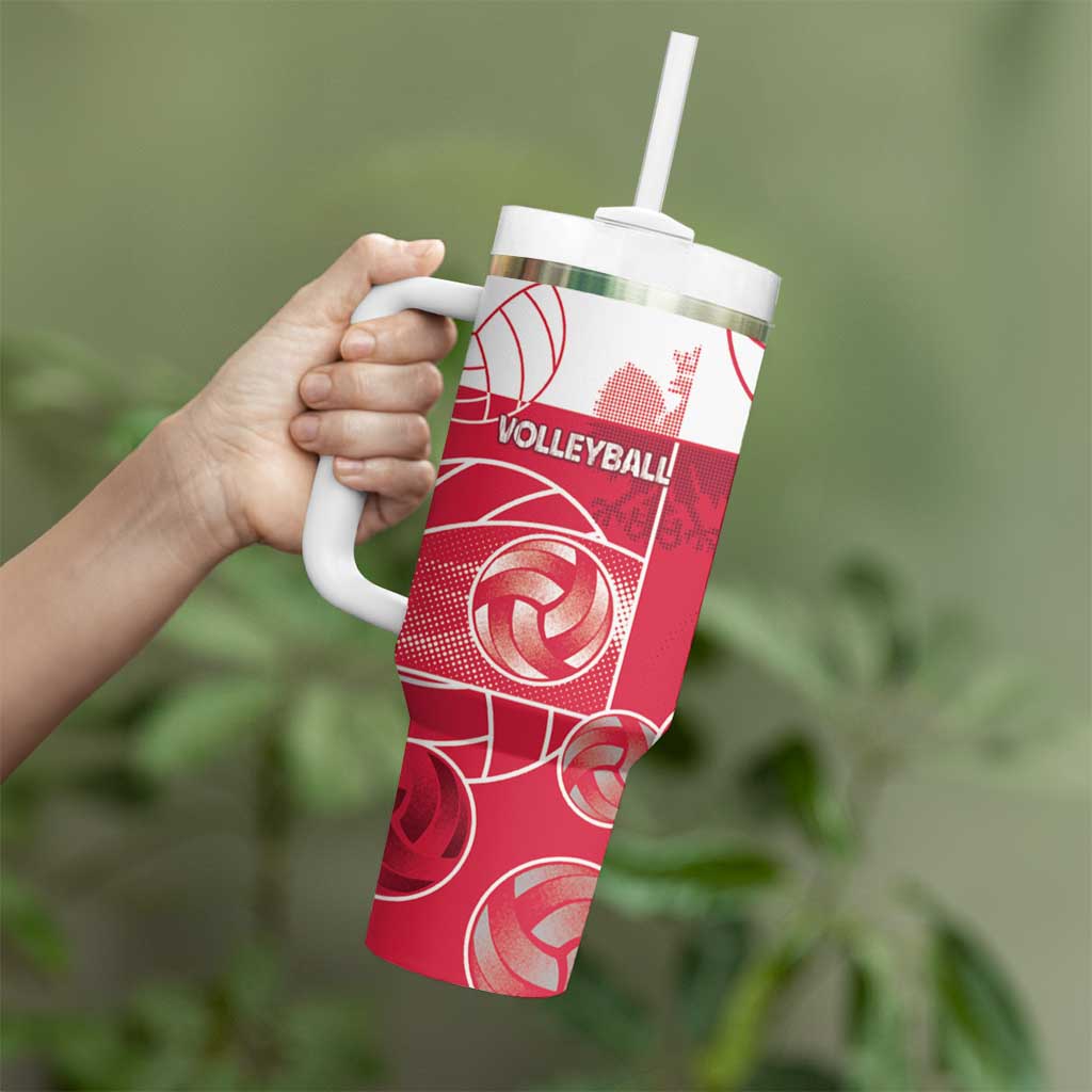 Custom Poland Volleyball Tumbler With Handle Halftone Dot Style
