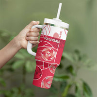 Custom Poland Volleyball Tumbler With Handle Halftone Dot Style