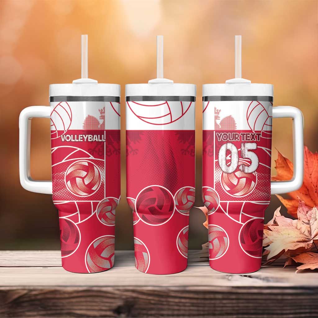 Custom Poland Volleyball Tumbler With Handle Halftone Dot Style