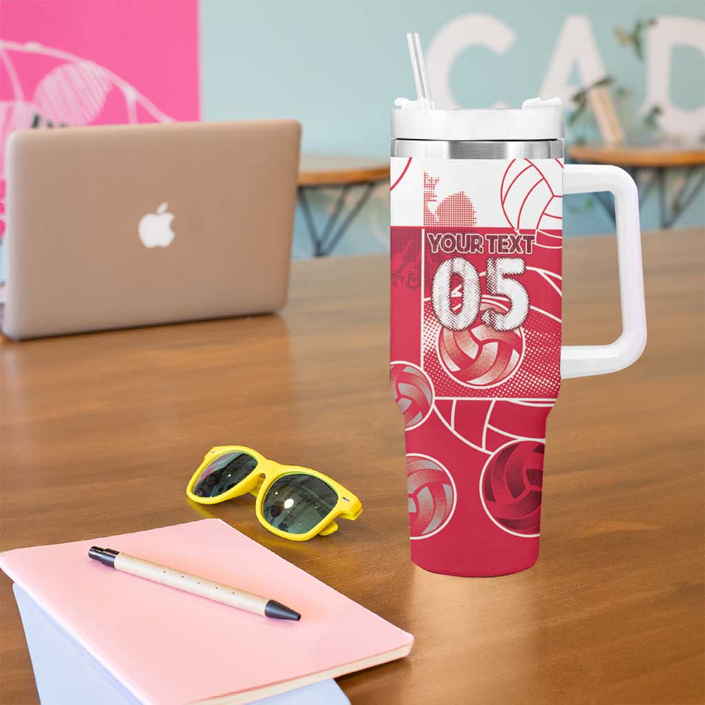 Custom Poland Volleyball Tumbler With Handle Halftone Dot Style