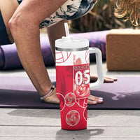 Custom Poland Volleyball Tumbler With Handle Halftone Dot Style