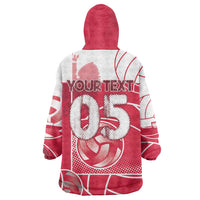 Custom Poland Volleyball Wearable Blanket Hoodie Halftone Dot Style
