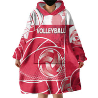 Custom Poland Volleyball Wearable Blanket Hoodie Halftone Dot Style
