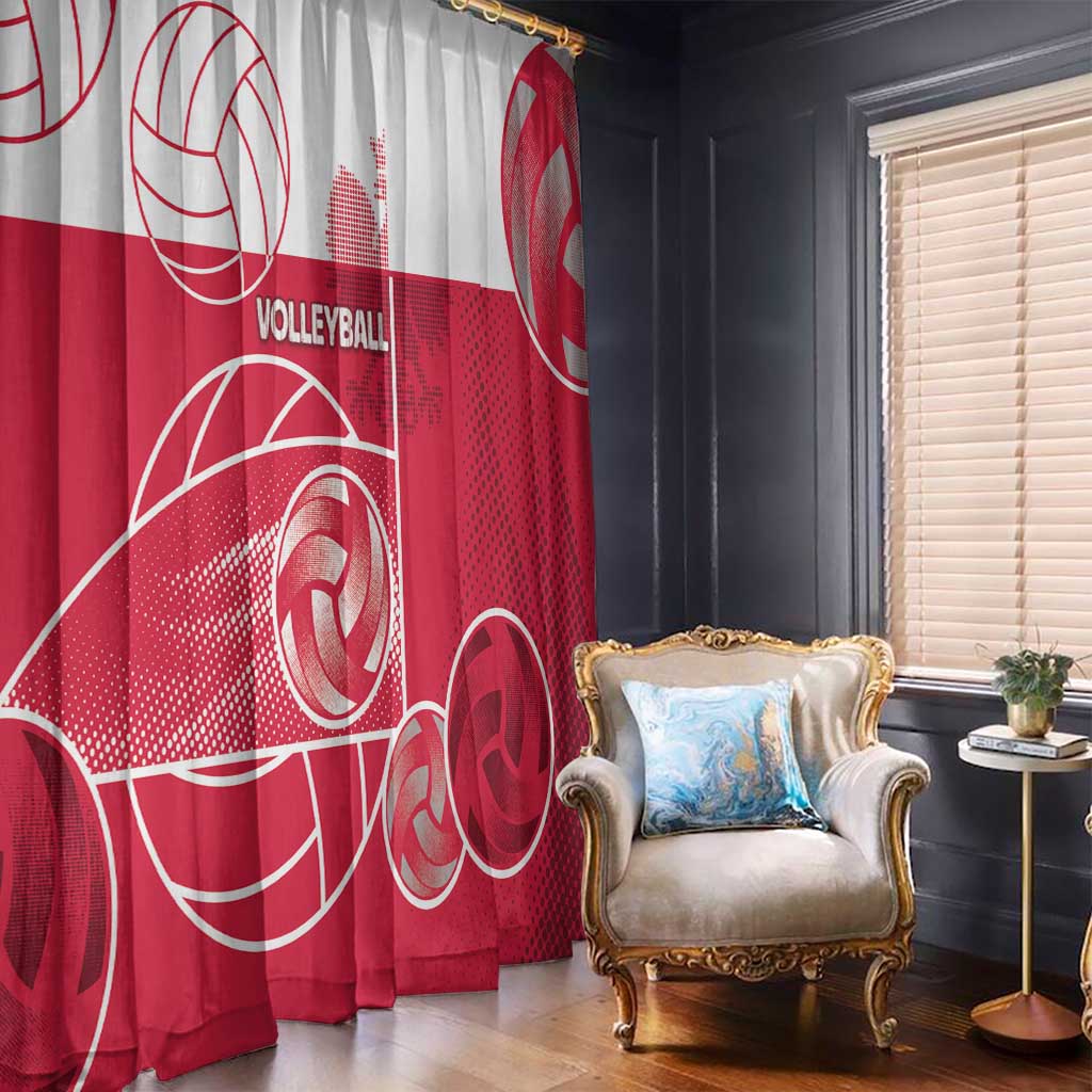 Poland Volleyball Window Curtain Halftone Dot Style