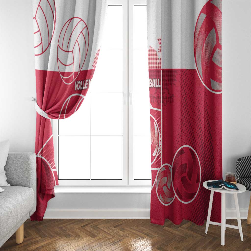 Poland Volleyball Window Curtain Halftone Dot Style