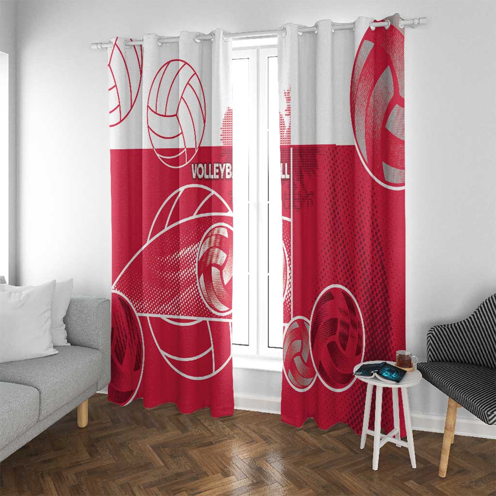 Poland Volleyball Window Curtain Halftone Dot Style