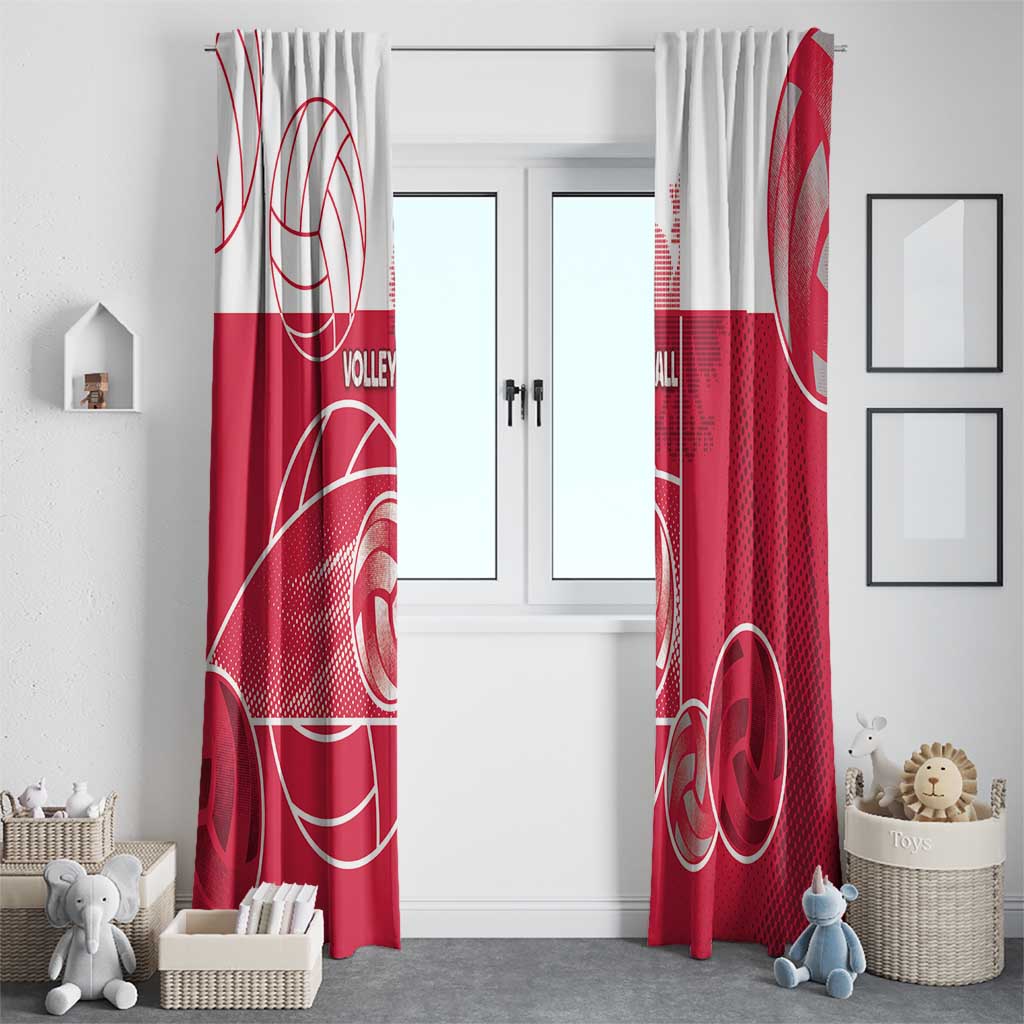 Poland Volleyball Window Curtain Halftone Dot Style