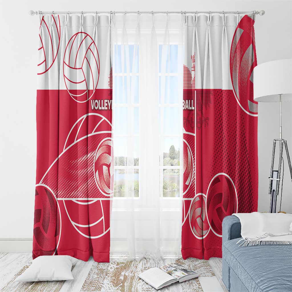 Poland Volleyball Window Curtain Halftone Dot Style