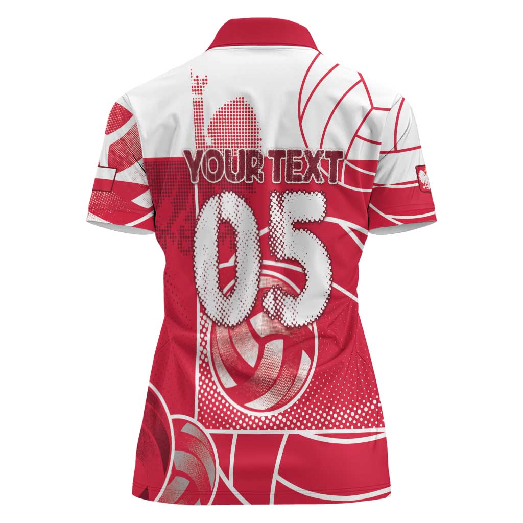 Custom Poland Volleyball Women Polo Shirt Halftone Dot Style