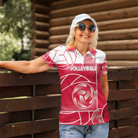 Custom Poland Volleyball Women Polo Shirt Halftone Dot Style