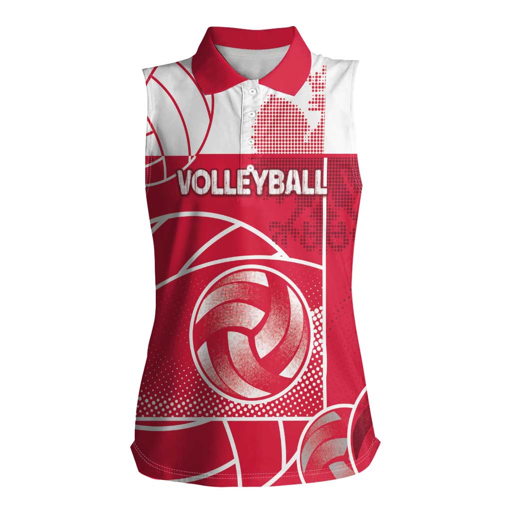 Custom Poland Volleyball Women Sleeveless Polo Shirt Halftone Dot Style