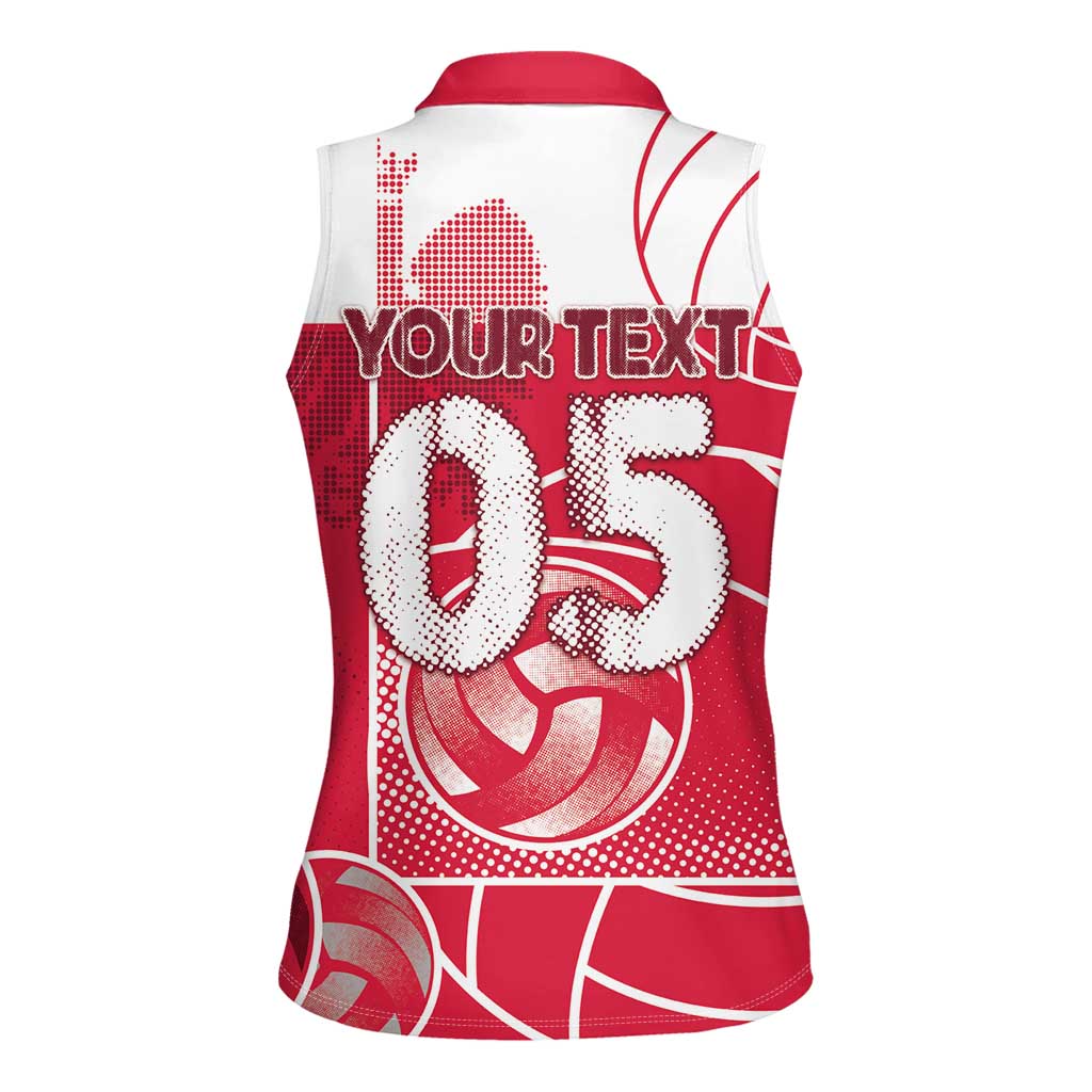 Custom Poland Volleyball Women Sleeveless Polo Shirt Halftone Dot Style