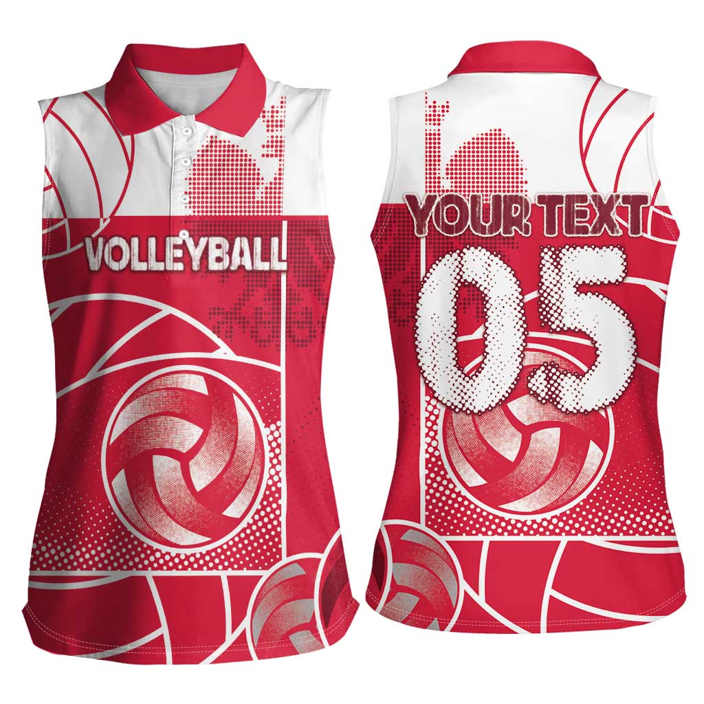 Custom Poland Volleyball Women Sleeveless Polo Shirt Halftone Dot Style