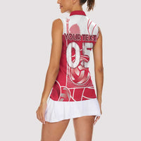 Custom Poland Volleyball Women Sleeveless Polo Shirt Halftone Dot Style