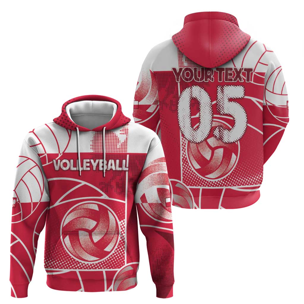 Custom Poland Volleyball Zip Hoodie Halftone Dot Style