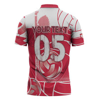 Custom Poland Volleyball Zipper Polo Shirt Halftone Dot Style