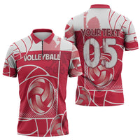 Custom Poland Volleyball Zipper Polo Shirt Halftone Dot Style