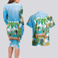 Toucan Belize Couples Matching Long Sleeve Bodycon Dress and Hawaiian Shirt Tropical Vibes DT05
