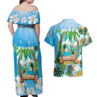 Toucan Belize Couples Matching Off Shoulder Maxi Dress and Hawaiian Shirt Tropical Vibes DT05