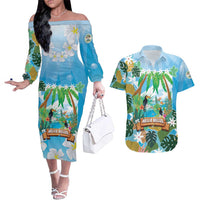 Toucan Belize Couples Matching Off The Shoulder Long Sleeve Dress and Hawaiian Shirt Tropical Vibes DT05