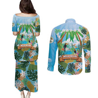 Toucan Belize Couples Matching Puletasi and Long Sleeve Button Shirt Tropical Vibes DT05
