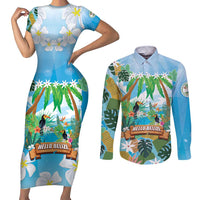 Toucan Belize Couples Matching Short Sleeve Bodycon Dress and Long Sleeve Button Shirt Tropical Vibes DT05