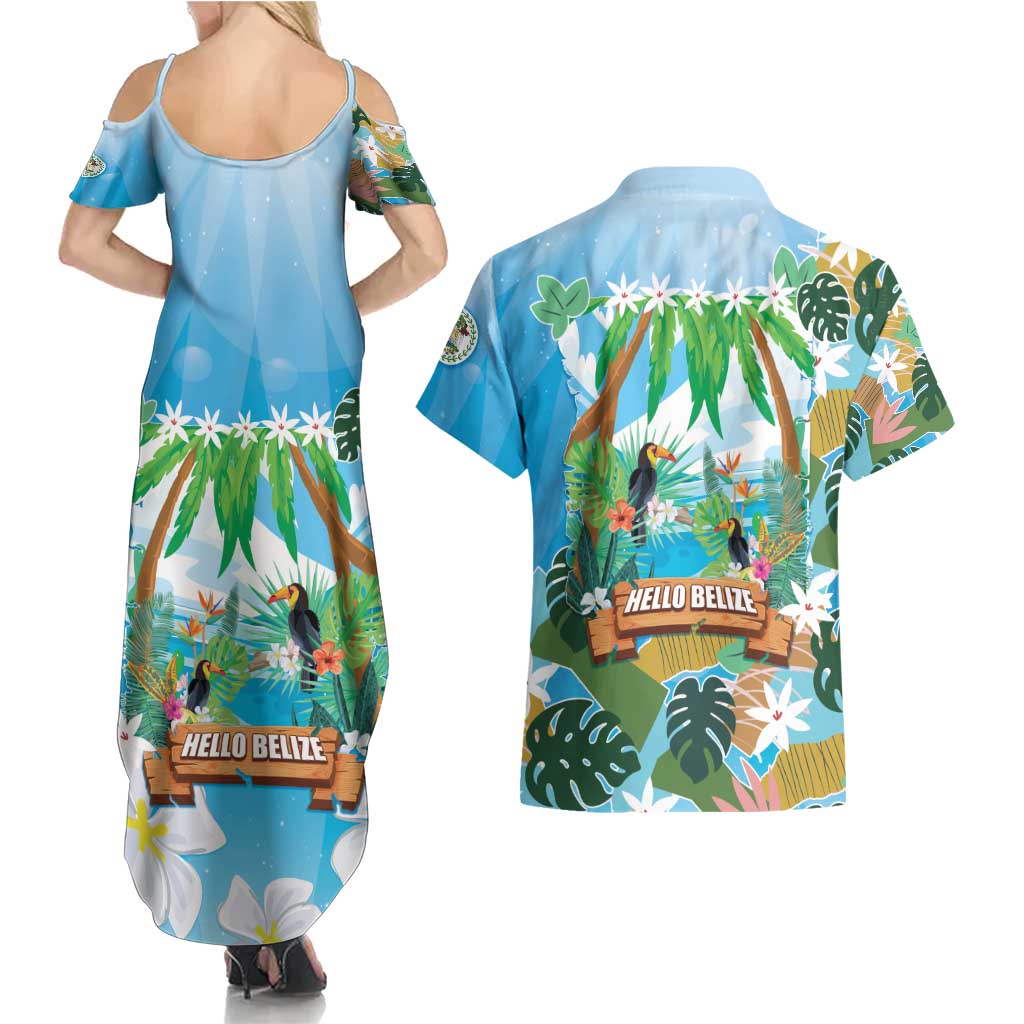 Toucan Belize Couples Matching Summer Maxi Dress and Hawaiian Shirt Tropical Vibes DT05