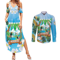 Toucan Belize Couples Matching Summer Maxi Dress and Long Sleeve Button Shirt Tropical Vibes DT05