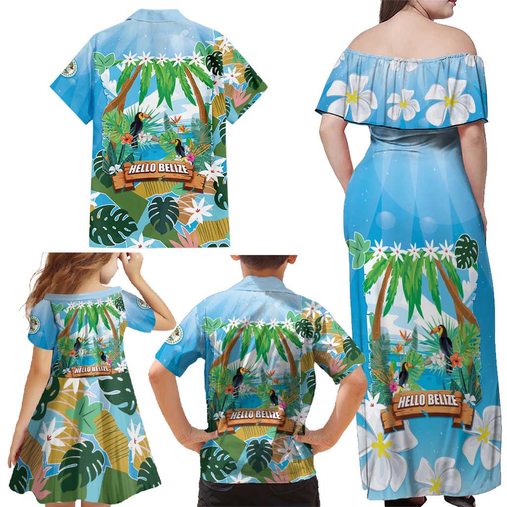 Toucan Belize Family Matching Off Shoulder Maxi Dress and Hawaiian Shirt Tropical Vibes DT05